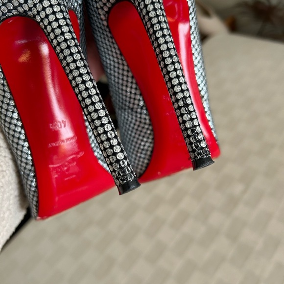 Christian Louboutin Pigalle 120 Pumps In Black & Silver Omicron - Picture 11 of 14